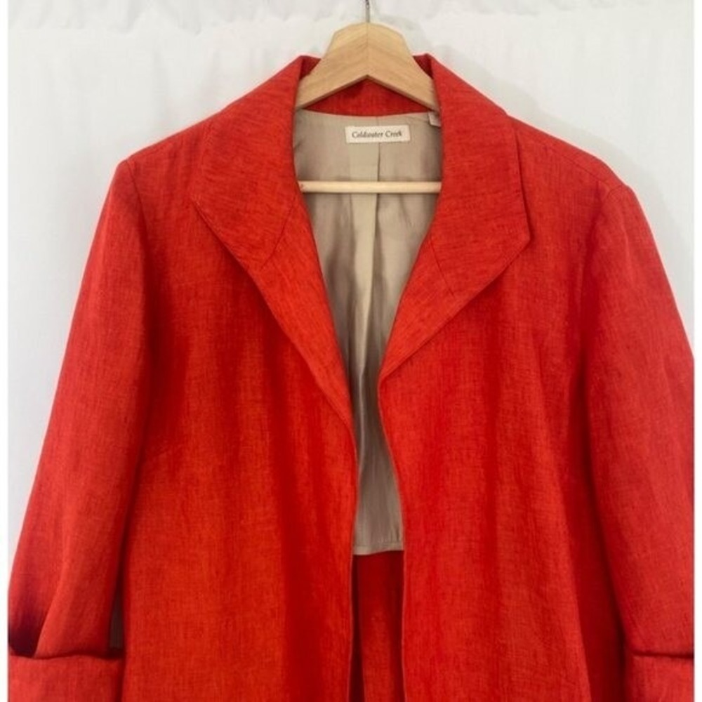Coldwater Creek Blazer Womens 14 100% Linen Open‎ Front Pockets Size 14 - Picture 4 of 12